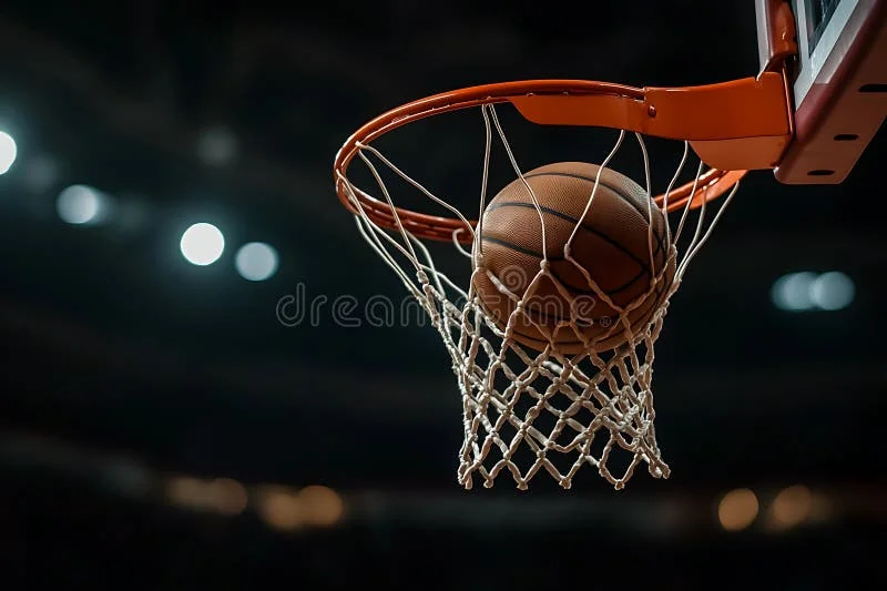 Basketball going through the net